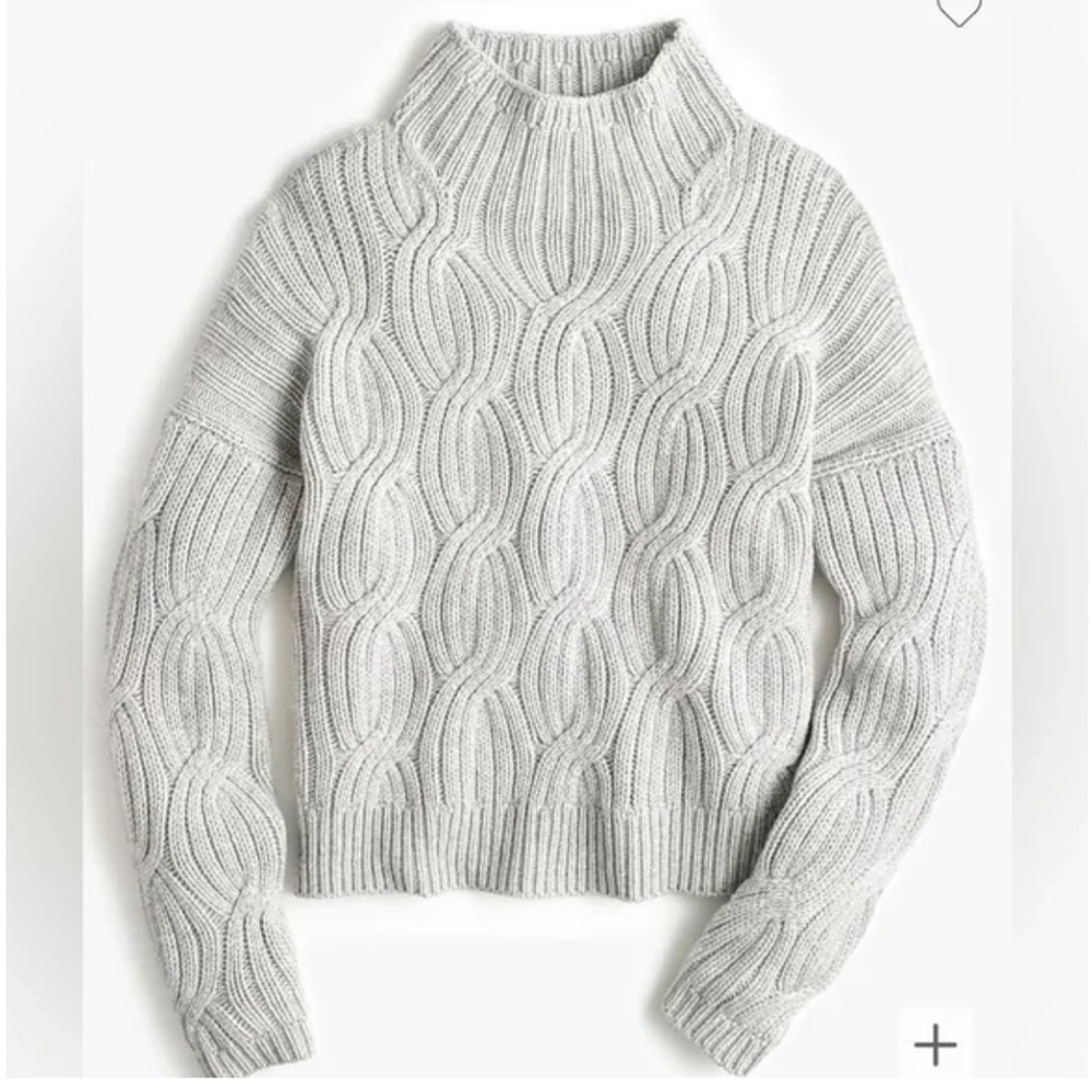 J. Crew Collection gray cashmere cable-knit turtleneck